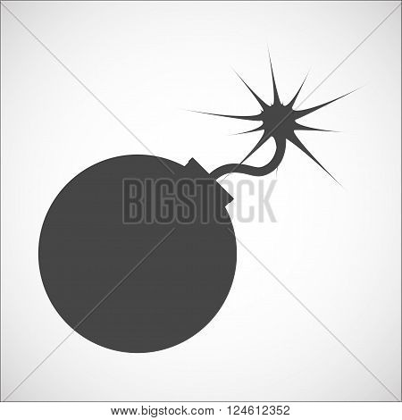 Bomb flat icon. Gray color body with fire. Vector stock illustration.