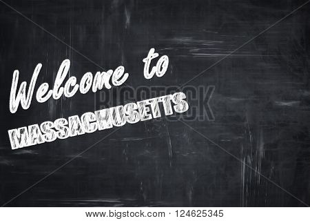 Chalkboard background with white letters: Chalkboard background with white letters: Welcome to masschusetts with some smooth lines