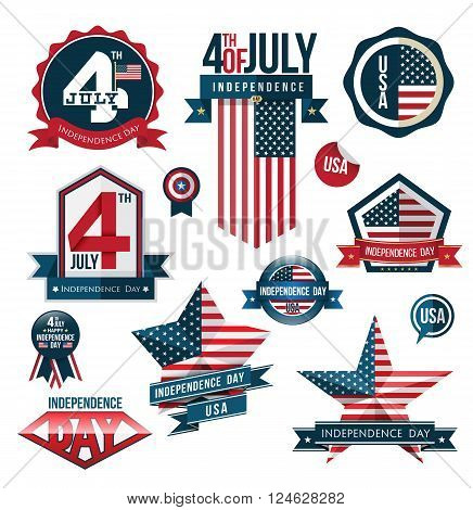 Badge and label set, independence day, vector illustration