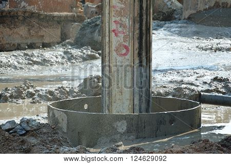 MALACCA, MALAYSIA - MARCH 12, 2015: Bore pile rig machine at the construction site in Malacca, Malaysia. The machine used to driven pile for building foundation work.