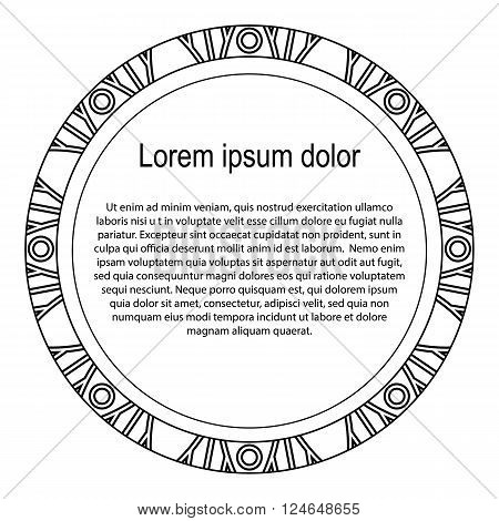 Round black and white border frame with doodle flowers. Can be used for decoration and design photo frame menu card scrapbook album. Vector Illustration