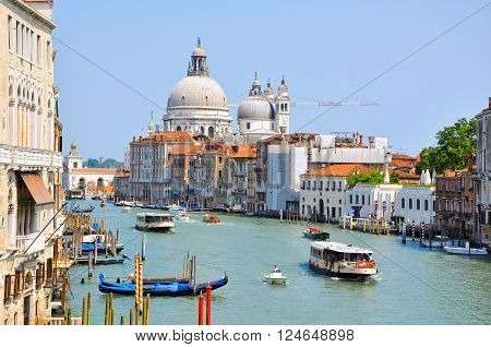 VENICE-JUNE 15:The Grand Canal in Venice on June 15 2012 in Venice. The Grand Canal is the largest canal in Venice Italy.