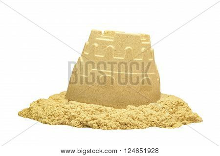 Sand Castle Tower Isolated On White Background