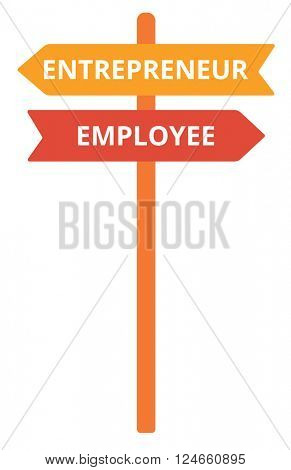 Employee and entrepreneur road sign