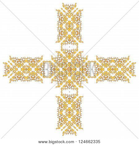 Cross  Pattern in soft orande yellow colors on a white background