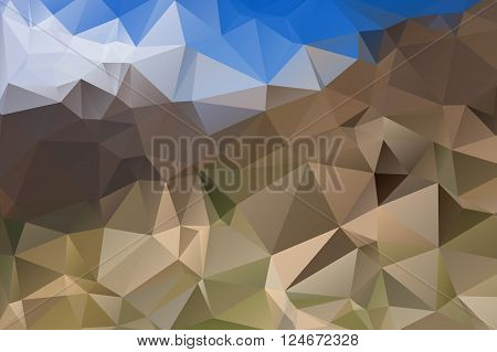 Abstract polygonal landscape with Mountain view. Forest. vector illustration