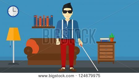 Blind man with stick.