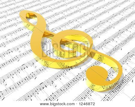 Diskant nøgle på ark af trykte noder