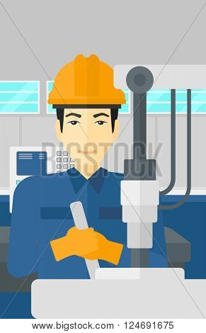 Man working with industrial equipment.