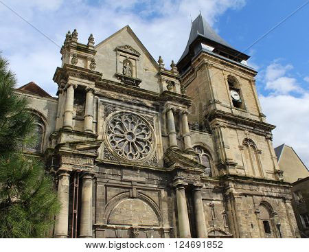 An exterior view of the 17th century church of St Remy in Dieppe, situated in Normandy in Northern France.