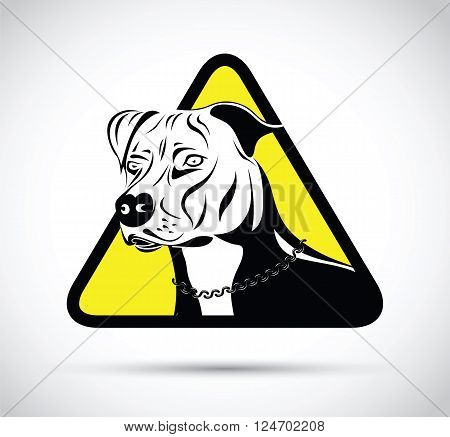 a yellow and black staffordshire terrier dog sign