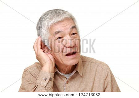 portrait of Hearing impaired senior Japanese man