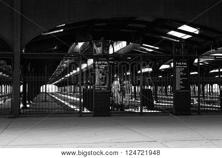 This is the interior of the now defunct Central New Jersey Railroad Terminal at Liberty State Park in Jersey City New Jersey.