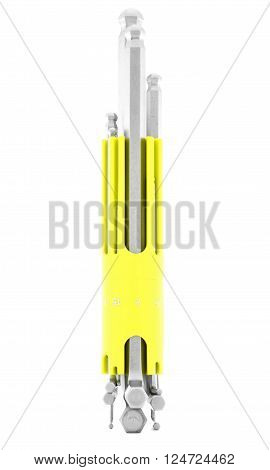 Hex wrench iron tool for construction isolated on white background