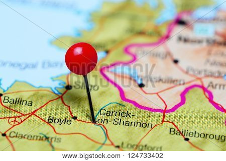 Carrick-on-Shannon pinned on a map of Ireland