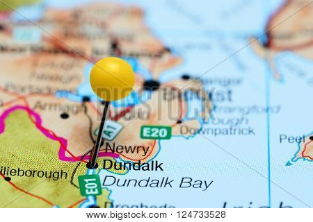 Dundalk pinned on a map of Ireland