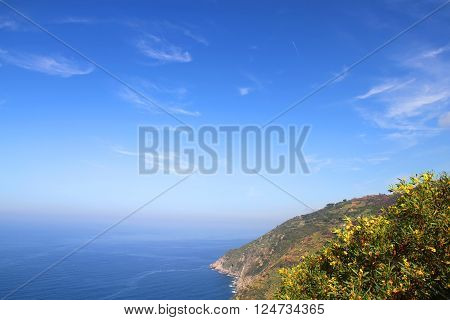 View on the coast of Cinque Terre Italy.