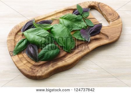 Heirloom Basil On Wooden Table