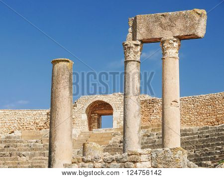 Dougga, Roman Ruins. Unesco World Heritage Site in Tunisia.