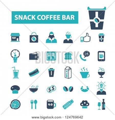 snack coffee bar icons

