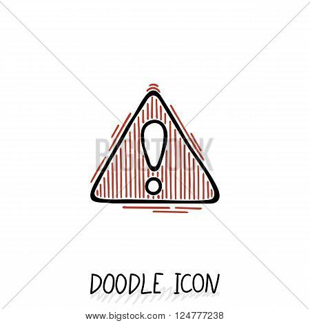 Doodle hazard warning sign with exclamation mark. Attention icon. Alert symbol.