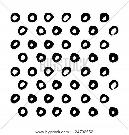 Seamless pattern. Abstract background with round brush strokes. Monochrome hand drawn texture. Vector illustration.