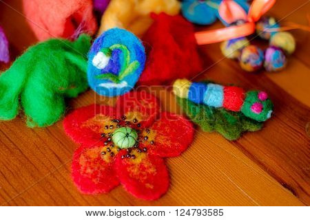 Felting wool wool products flower made of wool