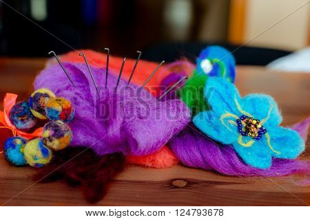 Felting wool wool products flower made of wool