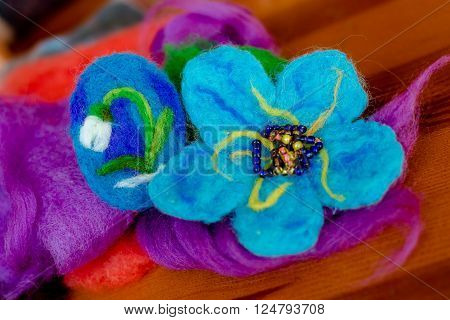 Felting wool wool products flower made of wool