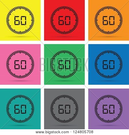 a set of nine sixty second timer count down