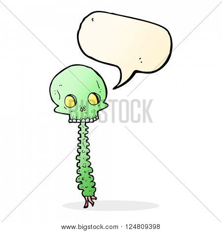 spooky cartoon sull and spine with speech bubble