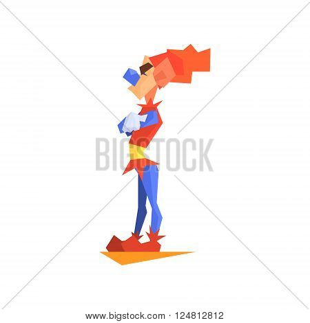 Circus Angry Clown Performing Graphic Flat Vector Design Isolated Illustration On White Background