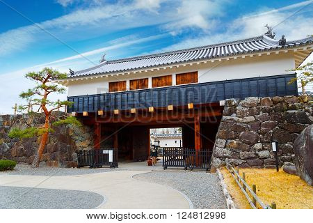 MATSUMOTO JAPAN - NOVEMBER 21 2015: Ninomon (Inner Gate) at Matsumoto Castle in Matsumoto City Nagano Japan