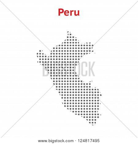 Gray vector map Peru. Map made from dots isolated on white background. EPS Illustration with an inscription Peru.