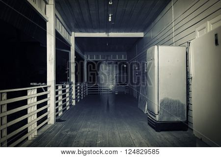 dark house with scary old man ghost