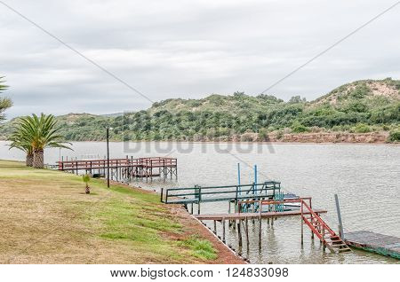 PORT ELIZABETH SOUTH AFRICA - FEBRUARY 26 2016: Piers in the Sundays River at Cannonville in Colchester in the Eastern Cape Province of South Africa