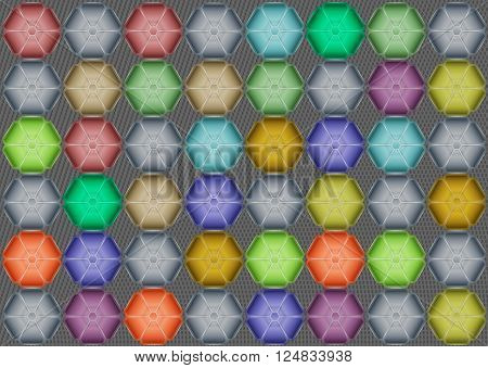 Abstract geometric background with hexagonal colorful objects
