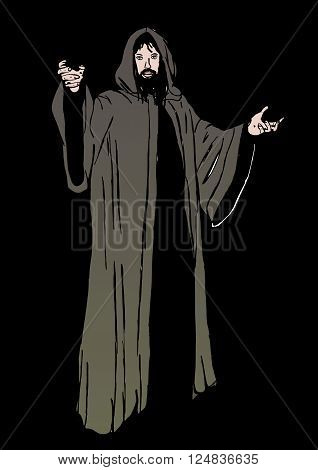 The wizard. Image of man with hood