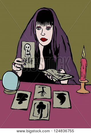Image of Diviner showing tarots on table