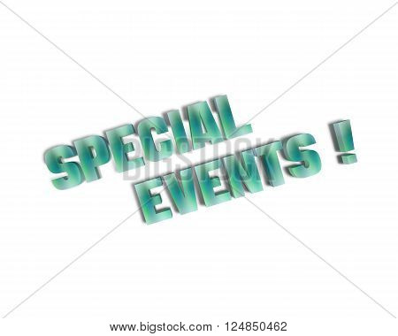 Special Events 3d word with reflection and shadows