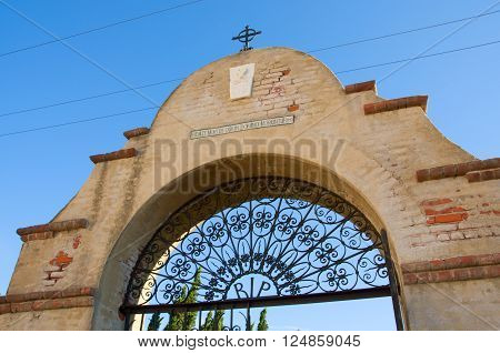 April 3 2016: Photo of Mission San Gabriel Arcangel cemeterywhich is located in San Gabriel Californa USA.