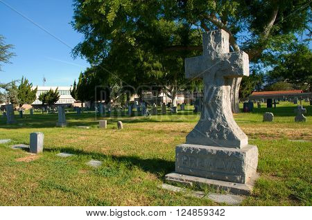 April 3 2016: Photo of Mission San Gabriel Arcangel cemeterywhich is located in San Gabriel Californa USA.