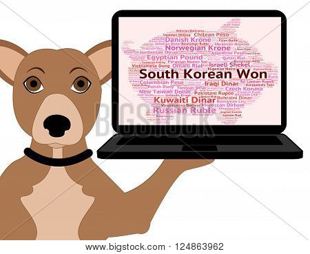 South Korean Won Shows Exchange Rate And Coin