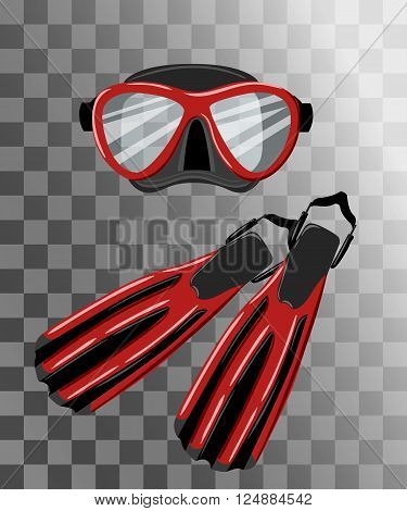 Diving collection. Sport underwater water sea glove and flashlight Jacket pants suit socks regulators octopus mask and snorkel. Ocean fishes.