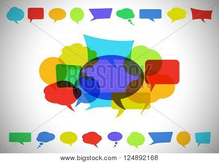Colorful speech bubbles composed together. Many different shapes available. Vector EPS 10.