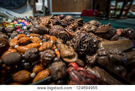 HONG KONG, CHINA - JANYARY 14: Souvenirs at the Jade market on 15 january 2014