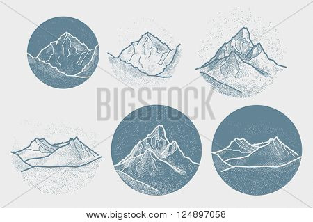 Vector Mountains Tattoo. Blackwork, dot work, hipster, geometry.