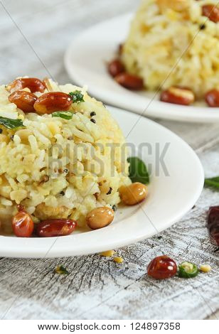 Pongal Lentil rice Indian food made with dal