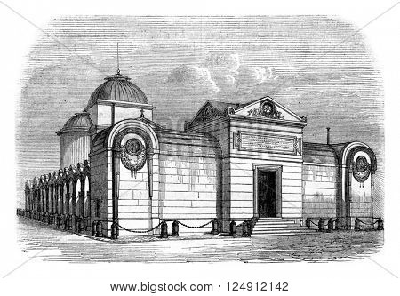 Atoning Chapel Street Arcade, Paris, vintage engraved illustration. Magasin Pittoresque 1861.