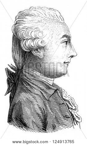 Portrait of Saint-Martin, the unknown philosopher, vintage engraved illustration. Magasin Pittoresque 1847.